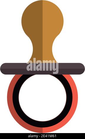 Icona del succhietto, immagine piatta con vettore isolato. Succhietto per bambini, manichino. Illustrazione Vettoriale
