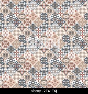 Tessere stile Toscana illustrazione vettoriale. Vettore senza giunture. Parete piastrellata: Design italiano o spagnolo. Illustrazione Vettoriale