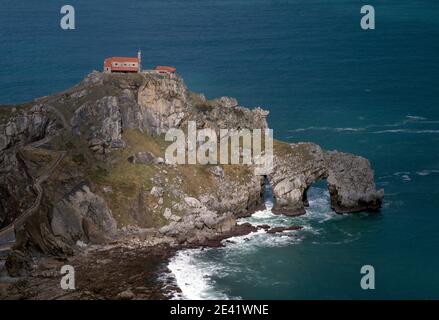 Blick auf San Juan de Gaztelugache Foto Stock