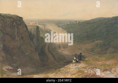 Francis Danby, 1793â–1861, irlandese, la gola di Avon, guardando verso Clifton, ca. 1820. Acquerello, gouache, e grafite con raschiatura su carta media, moderatamente testurizzata, wove crema. Uccelli , barche , canale , scogliere , costume , evoluzione , fossili , geologia , gola , paesaggio , calcare , puntando , fiume , scienza , ombrello. Avon , Clifton , Inghilterra , Lancashire , Regno Unito Foto Stock