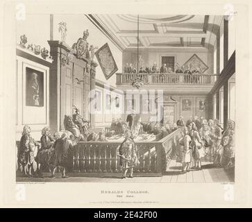 John Bluck, attivo 1791â–1831, britannico, Heralds College, The Hall, 1808. Acquatint. Foto Stock