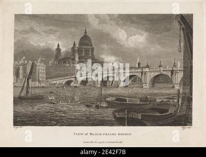 Thomas Tagg, morto 1809, britannico, View of Blackfriars Bridge, 1796. Incisione. Foto Stock