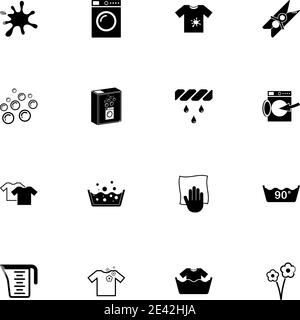 Icona lavanderia - Espandi a qualsiasi dimensione - Cambia a qualsiasi colore. Perfect Flat Vector contiene icone come stendibiancheria, lavatrice, sapone in polvere, lavatrice, Illustrazione Vettoriale