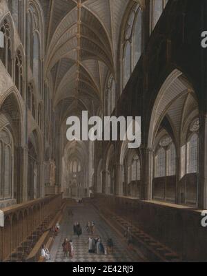 Artista sconosciuto, XVIII secolo, l'interno dell'abbazia di Westminster, ca. 1714. Olio su tela. abbazia , navata , altare , archi , soggetto architettonico , architettura , cattedrale , coro , chiesa , costume , genere oggetto , gotico (medievale) , sala , interno , uomini , navata , organo , pedine , sacerdote , pulpito , bancarelle , transetto , vaulting , visitatori , finestre , donne. Città di Westminster , Inghilterra , Grande Londra , Londra , Regno Unito , Abbazia di Westminster Foto Stock