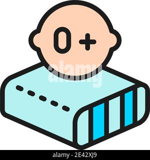 Materasso con materiali leggeri per neonati, icona della linea di colore ortopedica. Illustrazione Vettoriale