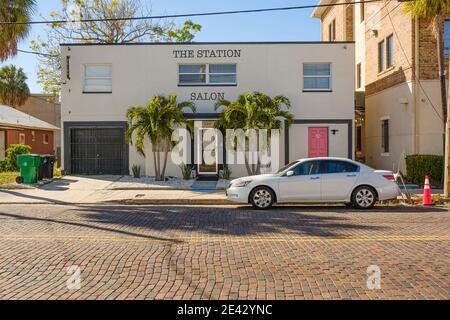 La stazione Salon - Hyde Park, un quartiere delicato a Tampa, Florida Foto Stock