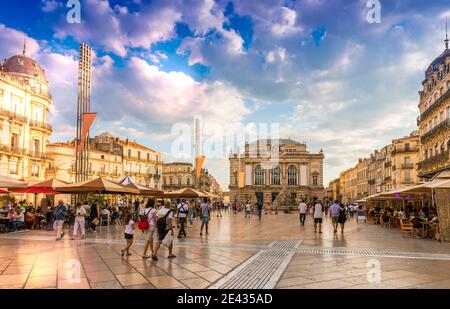 Teatro della Place de la Comédie, la piazza più importante di Montpellier, Francia Foto Stock