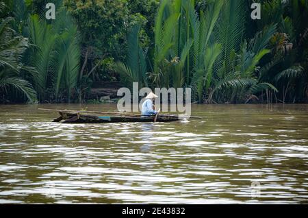 In viaggio sul Delta del Mekong, Vietnam Foto Stock