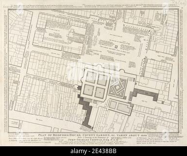 Artista sconosciuto, Plan of Bedford House, Covent Garden, ha preso circa 1690, 1809. Incisione. Foto Stock