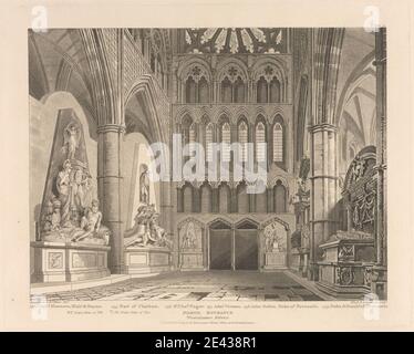 John Bluck, attivo 1791â 1831, inglese, Memorials in the North Entrance, 1811. Acquatint. Foto Stock