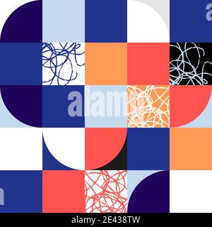 Texture vettoriale delle piastrelle geometriche semplici. Piastrelle colorate in stile nordico senza cuciture. Illustrazione Vettoriale