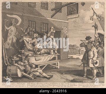 William Hogarth, 1697â–1764, British, The Invasion, Plate II: England, 1756. Incisione. Foto Stock