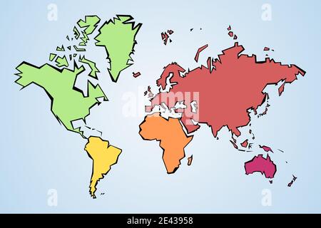 World map outline - chiaro poligonale stile geometrico semplice vettore. Illustrazione Vettoriale