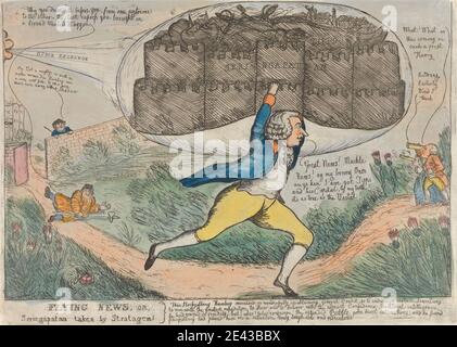 William Dent, Active 1784â–1793, Flying News; OR, Seringapatam preso da Stratagem., 1792. Incisione con acquerello su carta defilata. Foto Stock