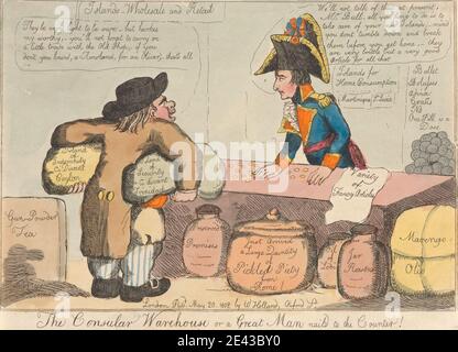 Artista sconosciuto, diciannovesimo secolo, il magazzino consolare, o - UN grande uomo Nail'd al contatore!, 1802. Acquaforte, colorata a mano. Foto Stock