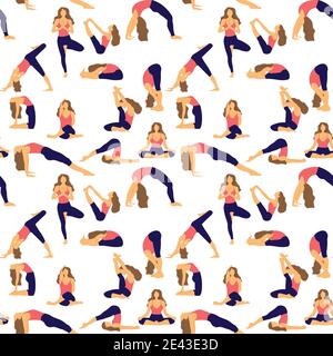 Lo yoga pone un pattern senza cuciture Illustrazione Vettoriale