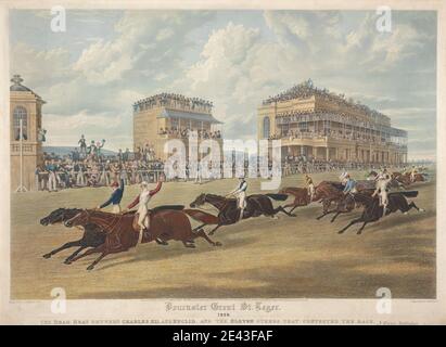 Charles Hunt, 1803â–1877, British, Doncaster Great St Leger, 1839. Il calore morto tra Carlo XII e Euclid, 1840. Acquatinto, colorato a mano. Foto Stock