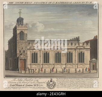 William Henry Toms, ca. 1700â-ca. 1750, British, The Southwest Prospect of St. Katherine Cree Church, 1736. Incisione. Foto Stock