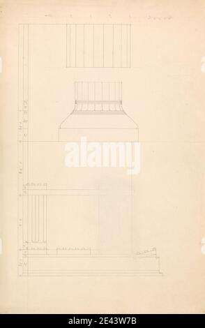 Sir Robert Smirke il giovane, 1781â–1867, British, Architectural Drawing of a Temple, 1802-1804. Grafite, penna e inchiostro nero su carta wove di spessore moderato, leggermente ruvida, beige. Foto Stock