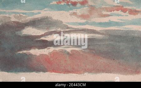 Attribuito a Thomas Lindsay, 1793â–1861, British, Sky Study, No. 2, non datato. Acquerello su grafite medio, leggermente testurizzato, carta wove crema. Blu , nuvole , panorama , rosso , cielo Foto Stock