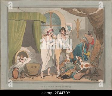 Thomas Rowlandson, 1756â–1827, British, caccia alle volpe [a Pair]: 1. Quattro o'Clock nel Paese, 1788. Acquatinto, colorato a mano. Foto Stock