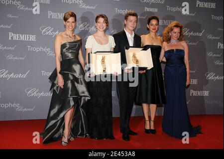 Hilary Swank, attrice Lea Seydoux, Caroline Gruosi-Scheufele, attore David Kross e Marion Cotillard posano durante la cerimonia del Trofeo Chopard tenutasi all'Hotel Martinez durante il 62° Festival del Cinema di Cannes al Palais des Festivals di Cannes, Francia, il 18 maggio 2009. Foto di Nebinger-Orban/ABACAPRESS.COM Foto Stock