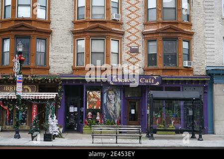 Hoboken, New Jersey, Washington Street con facciate del 19 ° secolo Foto Stock