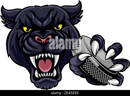 Panther Ice Hockey Player animale mascotte sportive Illustrazione Vettoriale
