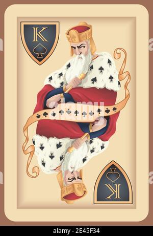 Carte da gioco classiche king spades. Illustrazione Vettoriale