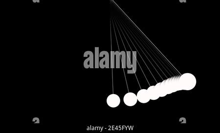 Rendering 3D di pendoli liberamente oscillanti su sfondo nero Foto Stock