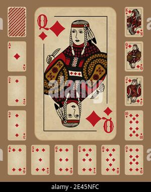 Carte da gioco in stile Diamonds occidentale. Illustrazione vettoriale. Design originale. Illustrazione Vettoriale