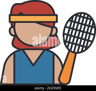 giocatore di tennis professione lavoratore avatar fill stile icona illustrazione vettoriale design Illustrazione Vettoriale