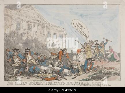 Thomas Rowlandson, 1756â–1827, British, Sir Cecil's Budget for Paying the National Debt, 1784. Acquaforte, colorata a mano. Foto Stock