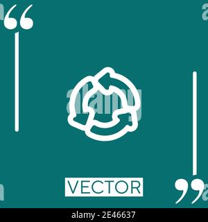 Tre frecce in senso antiorario icona vettore circolare icona lineare. Linea tratto modificabile Illustrazione Vettoriale