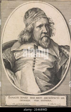 Wenceslaus Hollar, 1607â–1677, Boemia, Ritratto di Inigo Jones, 1655. Incisione. Jones, Inigo (1573â–1652), architetto e scenografo Foto Stock