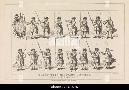 Thomas Cook, 1744â–1818, British, Blackwell's Military Figures, Plate i, pikemen, 1809. Incisione. Foto Stock