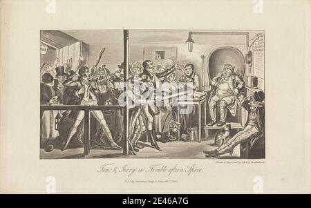 George Cruikshank, 1792â–1878, British, Tom & Jerry in Trouble After a Spree, 1 ottobre 1820. Foto Stock