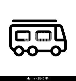 icona del profilo del trailer o della casa mobile isolata su sfondo bianco. Illustrazione Vettoriale