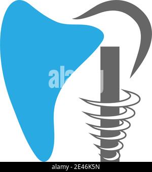 Icona del logo della lettera i con il vettore di illustrazione del disegno dentale Illustrazione Vettoriale