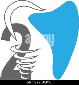 Icona del logo numero 2 con il vettore di illustrazione del disegno dentale Illustrazione Vettoriale