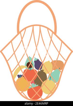 eco borsa con una frutta all'interno di esso sopra a. sfondo bianco Illustrazione Vettoriale