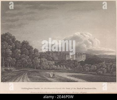 William Angus, 1752–1821, British, Chilingham Castle in Northumberland, la sede del conte di Tankerville (pubblicato da W. Angus): Plate 62; pagina 62 (Volume uno), non datata. Dominio pubblico Foto Stock