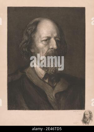 Sir Hubert von Herkomer, 1849–1914, British, Alfred, Lord Tennyson, 1879. Incisione su carta media, leggermente testurizzata, crema. Dominio pubblico Foto Stock