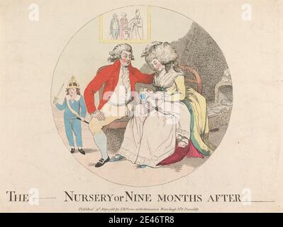 James Gillray, 1757–1815, britannico, il vivaio del principe o nove mesi dopo, 1786. Acquaforte, colorata a mano. Dominio pubblico Foto Stock