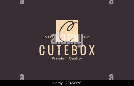 firma c quadrato vintage simbolo icona grafica vettoriale Illustrazione Vettoriale