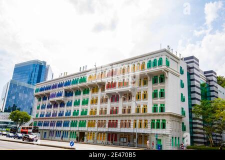 Vista della stazione di polizia di Old Hill Street. E' un edificio storico ed ex stazione di polizia della polizia di Singapore. Foto Stock