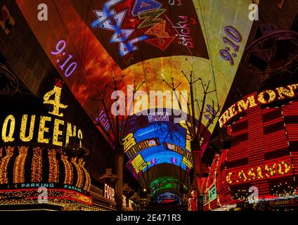 Downtown After Dark Illumination, Las Vegas, Nevada, USA Foto Stock