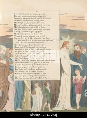 Stampa fatta da William Blake, 1757–1827, British, Young's Night Thoughts, pagina 87, 'is Lost in Love! "Il grande filantropo", 1797. Incisione e incisione a filo con acquerello su carta d'wove di spessore moderato, leggermente testurizzata. Barba , bambini , tema letterario , uomo , soggetto religioso e mitologico , testo , donna Foto Stock