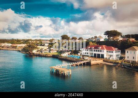 La vecchia stazione della guardia costiera a Bandon, Oregon, vicino al fiume Coquille. Foto Stock