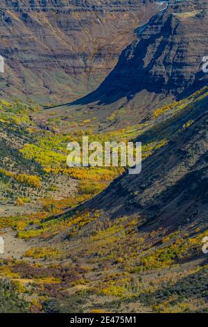 Guardando nella Big Indian Gorge scolpita in glaciale su Steens Mountain, Oregon, Stati Uniti Foto Stock